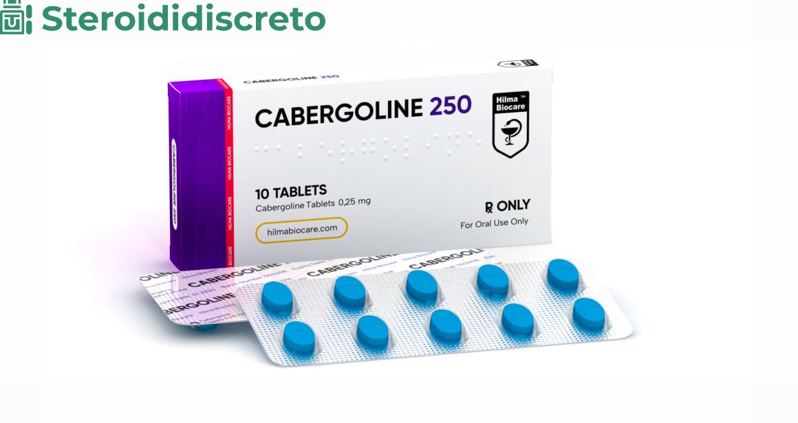 Confezione di Cabergolina 250 (Dostinex) da 0,25 mg con 10 compresse, prodotto da Hilma Biocare