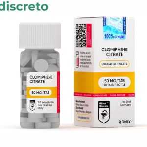 Confezione di Clomifene citrato (Clomid) da 50 mg con 50 compresse, prodotto da Hilma Biocare