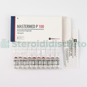 Mastermed P 100 (Drostanolone Propionate), 100mg/ml, prodotto da Deus Medical, steroide anabolizzante iniettabile utilizzato per migliorare la definizione muscolare e la forza fisica