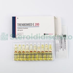 TRENBOMED E 200 Deus Medical, contenente 200 mg di Enantato di Trenbolone per ml, in flacone da 10 ml, utilizzato per migliorare la massa muscolare e la forza