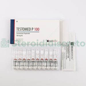 TESTOMED P 100 (Testosterone Propionato), 100mg/ml, prodotto da Deus Medical, un ormone steroideo anabolizzante usato per aumentare la massa muscolare e migliorare le prestazioni atletiche