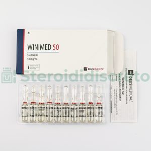 WINIMED 50 (Stanozolol in olio), 50mg/ml, prodotto da Deus Medical, un potente steroide anabolizzante utilizzato per aumentare la massa muscolare e migliorare la definizione muscolare