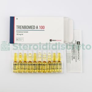 TRENBOMED A 100 (Acetato di trenbolone), 100mg/ml, prodotto da Deus Medical, un potente steroide anabolizzante utilizzato per aumentare la massa muscolare e migliorare le prestazioni atletiche