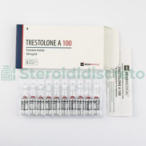 TRESTOLONE A 100 (Acetato di trestolone), 100mg/ml, prodotto da Deus Medical, un potente steroide anabolizzante utilizzato per migliorare la massa muscolare e le prestazioni atletiche