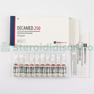 DECAMED 250 (Nandrolone Decanoato), 250mg/ml, prodotto da Deus Medical, un potente steroide anabolizzante utilizzato per aumentare la massa muscolare e migliorare il recupero