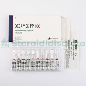 DECAMED PP 100 (Nandrolone Fenilpropionato), 100mg/ml, prodotto da Deus Medical, uno steroide anabolizzante noto per il suo rapido effetto di costruzione muscolare e miglioramento della performance