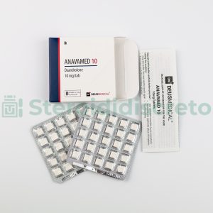 ANAVAMED 10 (Oxandrolone) 10mg/Tab, prodotto da Deus Medical, un anabolizzante steroideo noto per favorire la crescita muscolare e migliorare la definizione corpore