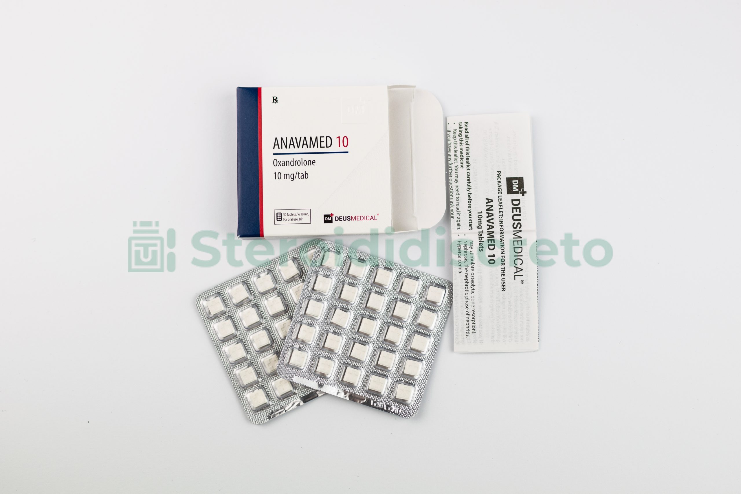 ANAVAMED 10 (Oxandrolone) 10mg/Tab, prodotto da Deus Medical, un anabolizzante steroideo noto per favorire la crescita muscolare e migliorare la definizione corpore