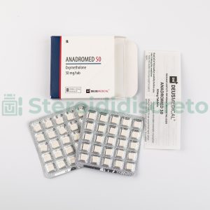 ANADROMED 50 (Oxymetholone) 50mg/Tab, prodotto da Deus Medical, potente steroide anabolizzante utilizzato per il trattamento dell'anemia e per favorire il guadagno di massa muscolare