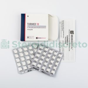 TURIMED 10 (Turinabol) 10mg/Tab, prodotto da Deus Medical, steroide anabolizzante orale noto per aumentare la forza e la massa muscolare senza ritenzione idrica