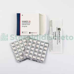 VIAMED 20 (Sildenafil citrate) 20mg/Tab, prodotto da Deus Medical, utilizzato per trattare la disfunzione erettile migliorando il flusso sanguigno al pene