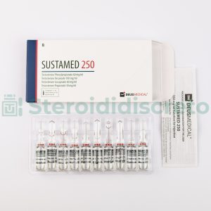 Sustamed 250 (Sustanon), soluzione iniettabile 250mg/ml, prodotto da Deus Medical, utilizzato per aumentare la massa muscolare e migliorare le prestazioni atletiche