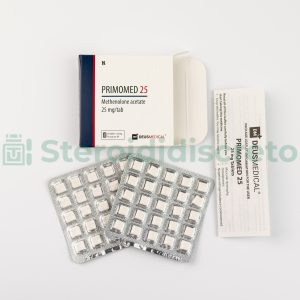 PRIMOMED 25 (Acetato di Metenolone) Deus Medical, uno steroide anabolizzante noto per il suo uso nei cicli di taglio, favorendo guadagni muscolari puliti e mantenendo la forza con minimi effetti collaterali androgeni