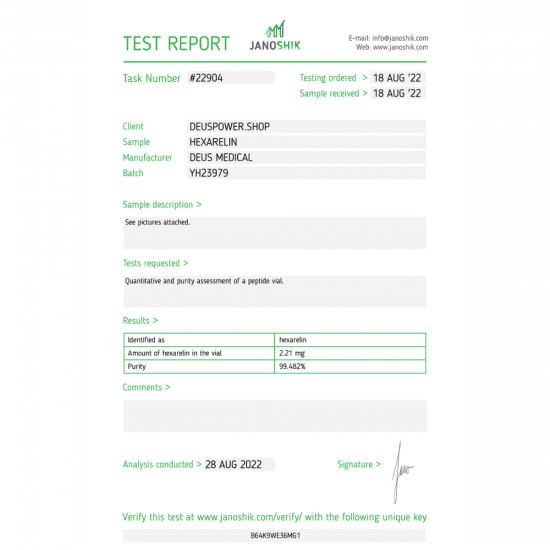 HEXARELIN (Growth Hormone-Releasing Peptide) Deus Medical