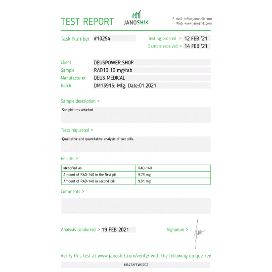 RAD140 10 (Testolone) Deus Medical