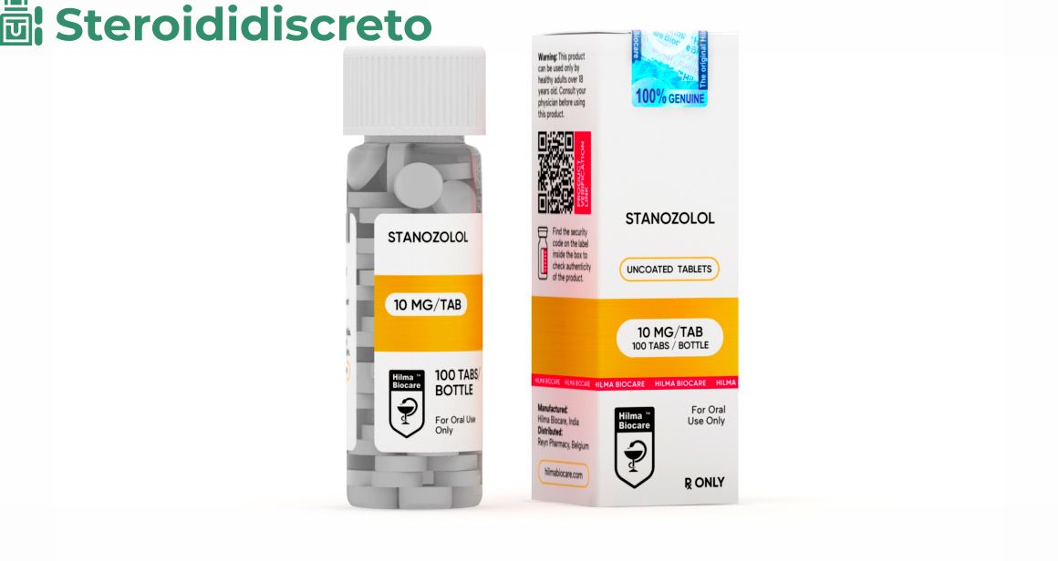 Confezione di Stanozolol (Winstrol) da 10 mg con 100 compresse, prodotto da Hilma Biocare