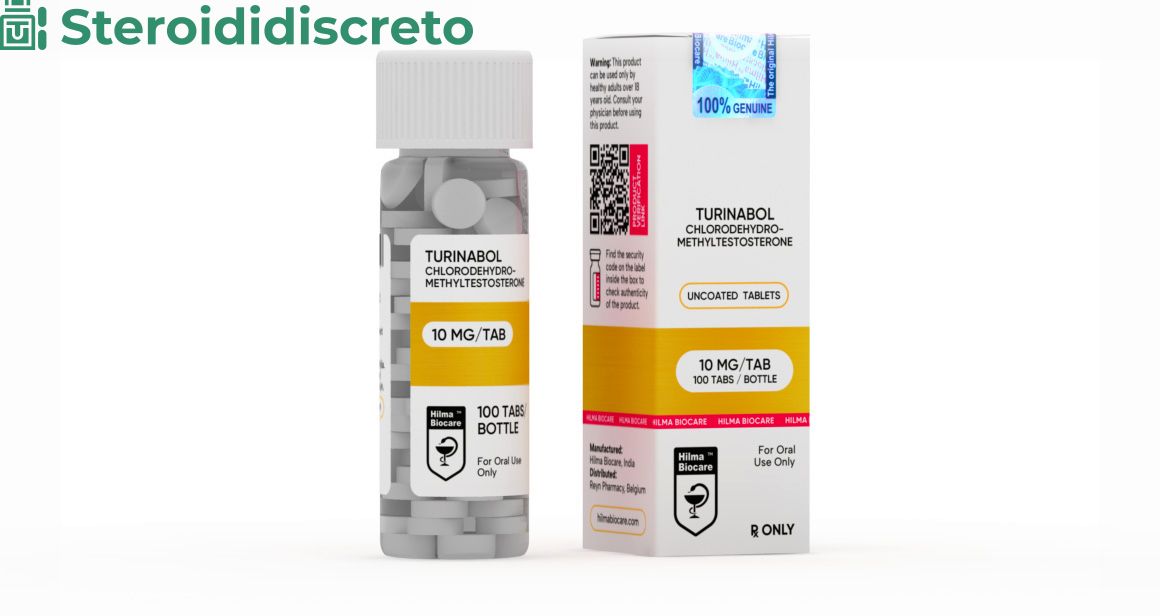 Confezione di Turinabol da 10 mg con 100 compresse, prodotto da Hilma Biocare